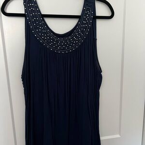 Dressbarn Navy Embellished Tank Top